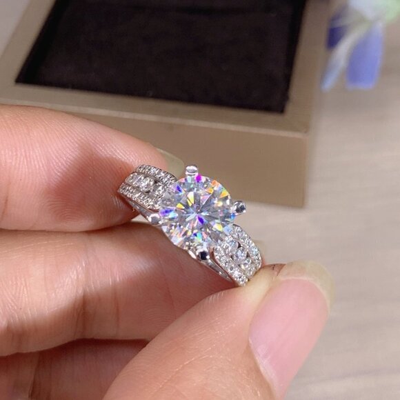 💍"Engagement Anillos Round Zircon Silver Plated Wedding  UNVN12053 - Picture 2 of 7